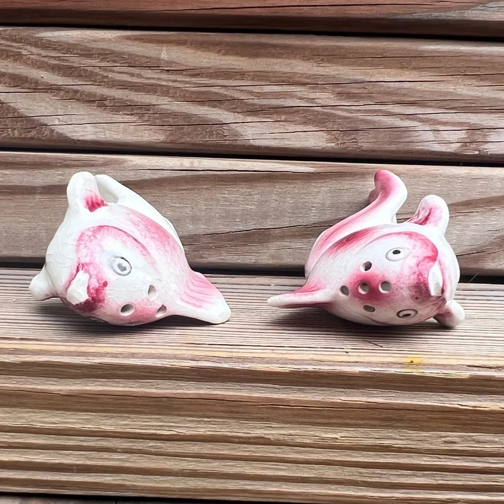 - Vintage Pink Koi Salt & Pepper Shaker Set from Japan! EUC!